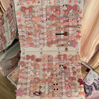 Sét 50 kẹp tóc màu hồng mầu xanh mẫu mới dành cho bé yêu bé điệu phong cách hàn quốc, phụ kiện tóc sile