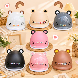 Nón bảo hiểm Cá Heo nam nữ cao cấp, tặng kèm quà tặng tai gấu và charm tên gắn mũ cute